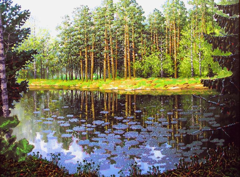 Лесное озеро (холст, масло)  90х70 см.